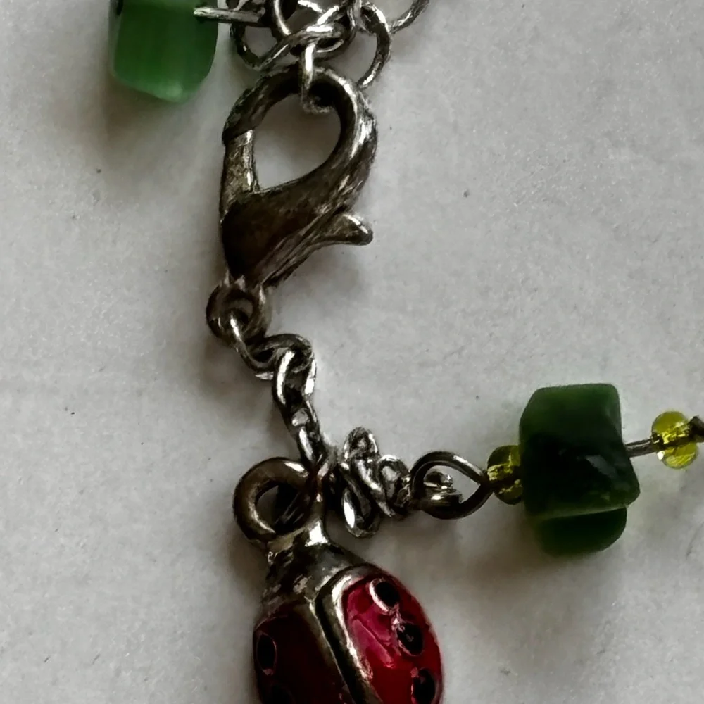 Ladybug necklace/ silver tone/ measures 12 in length/ choker or child’s …